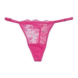 Victoria's Secret Rose Lace Adjustable V-String Panty Ultra Pink Size Large